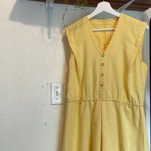 Vintage Midi Yellow Linen Dress